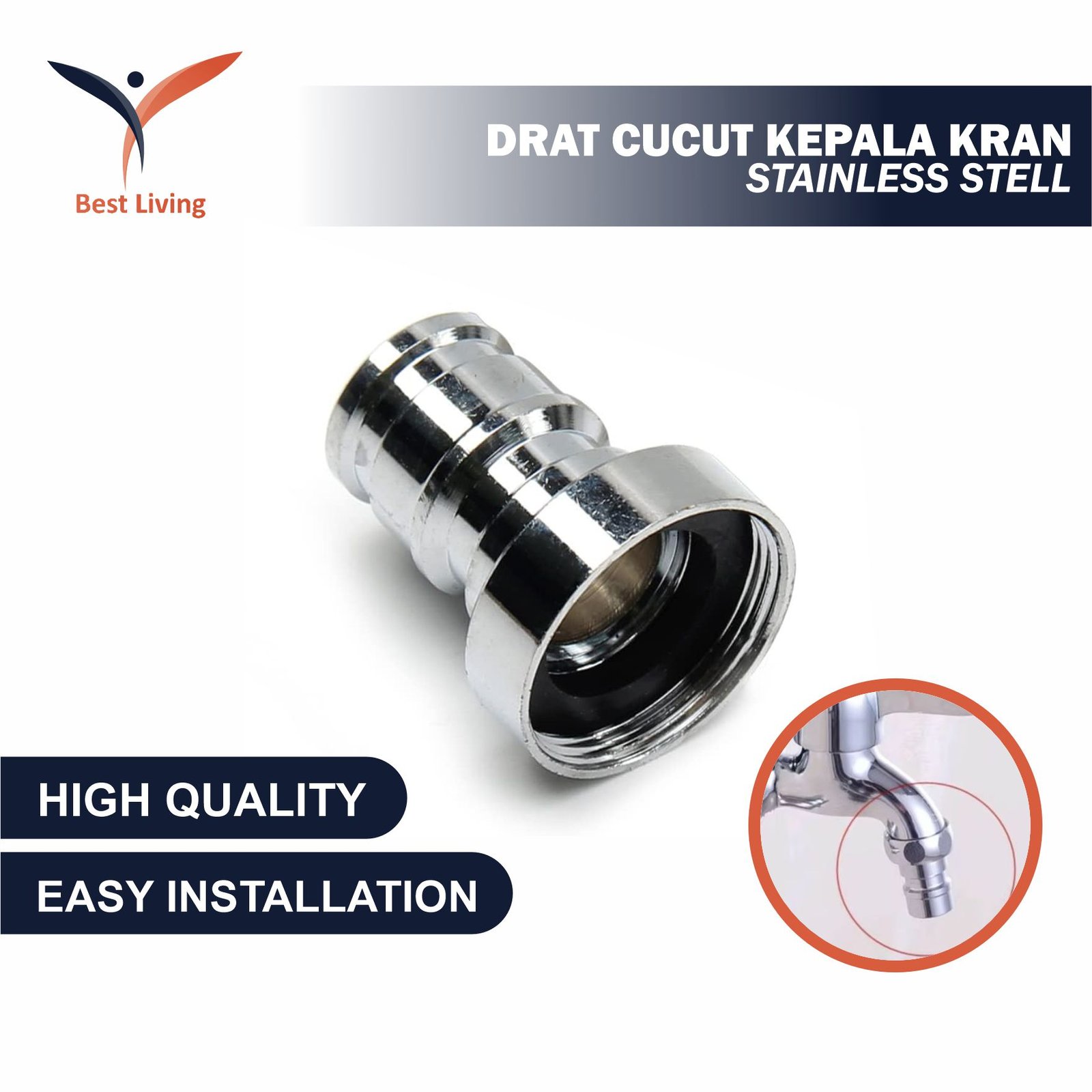 DRAT CUCUT KEPALA KRAN STAINLEES SAMBUNGAN AIR