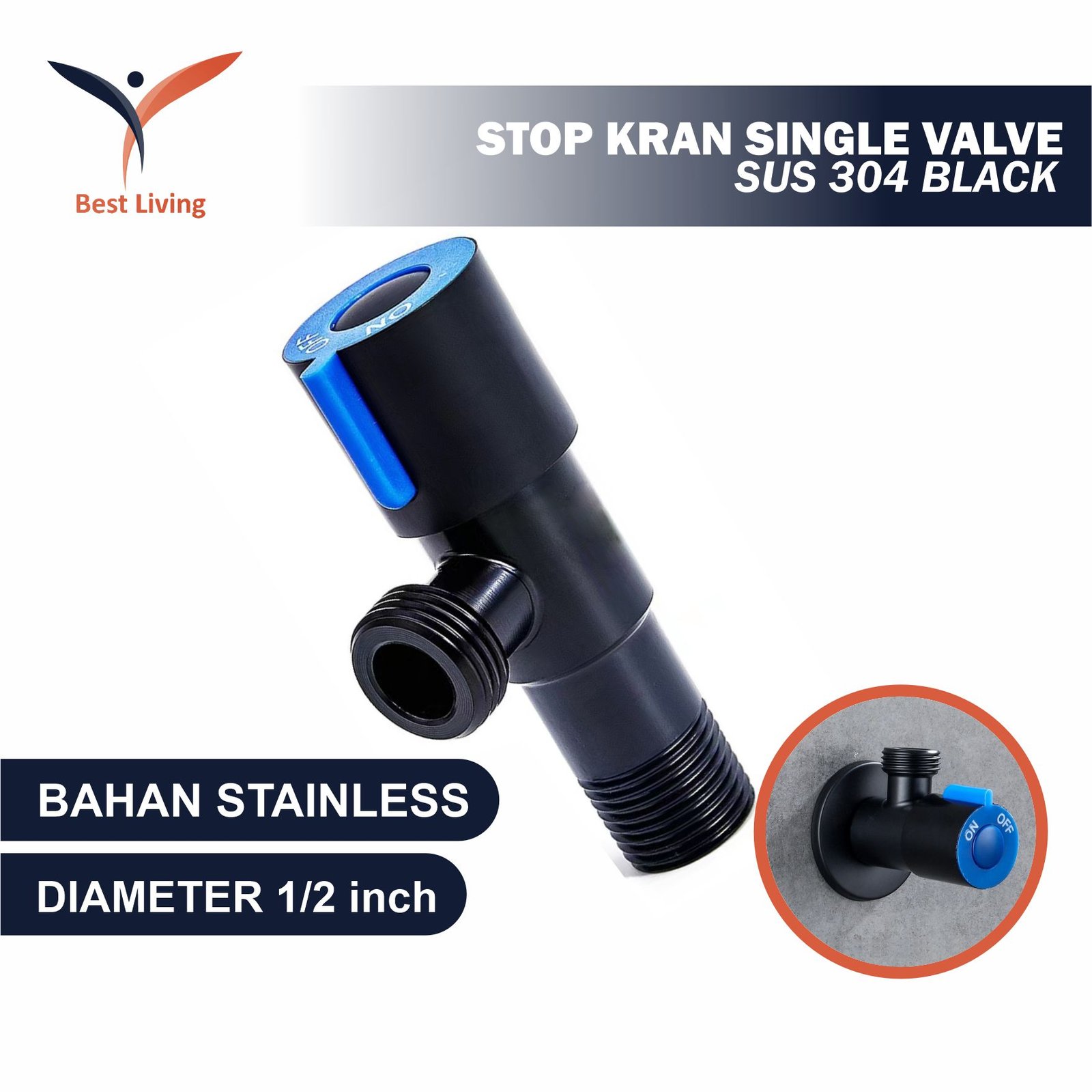 STOP KRAN SINGLE VALVE 1/2 Inch SUS 304 JET SHOWER BIDET