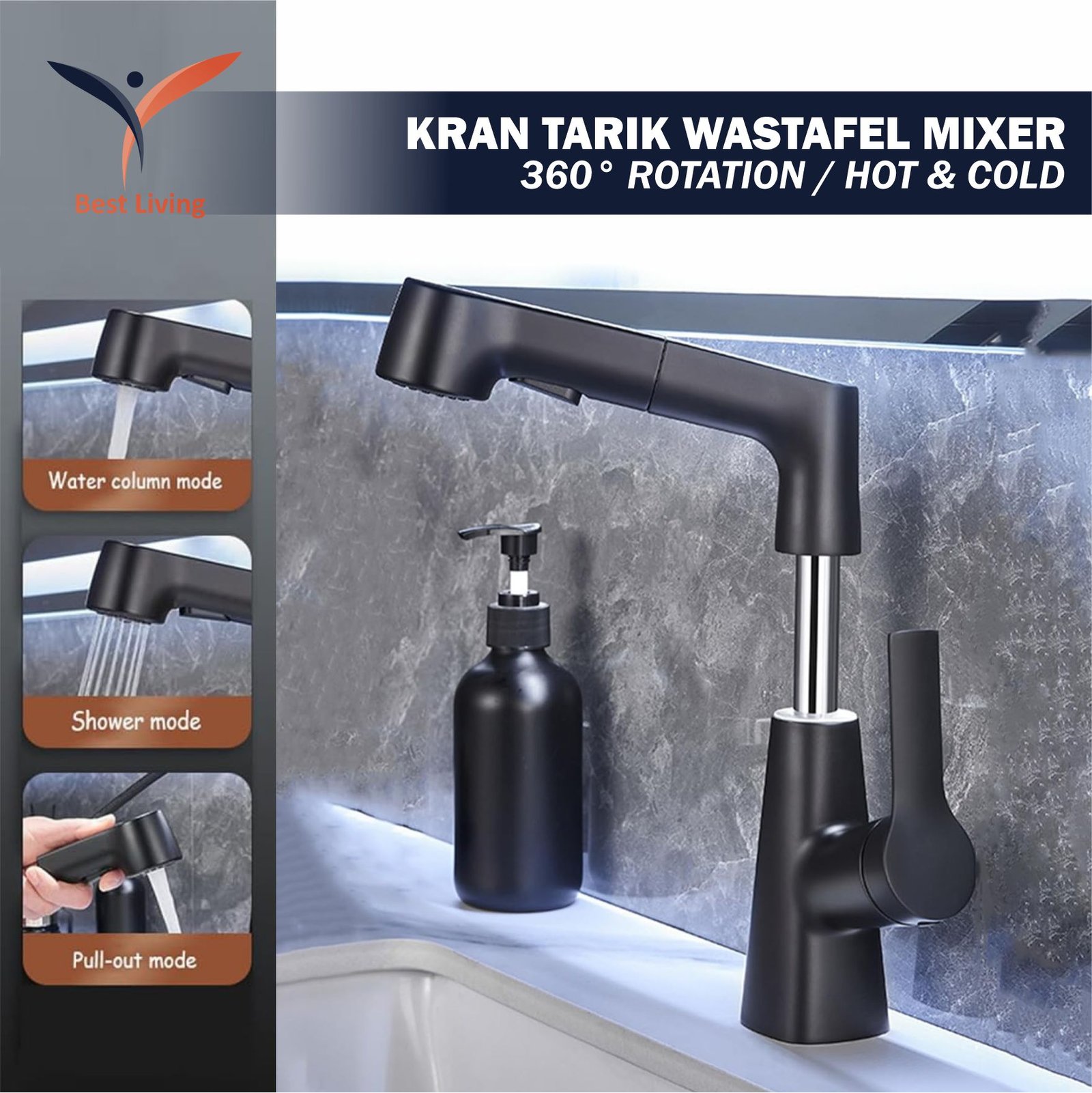 KRAN WASTAFEL SINK TARIK PANAS DINGIN PREMIUM
