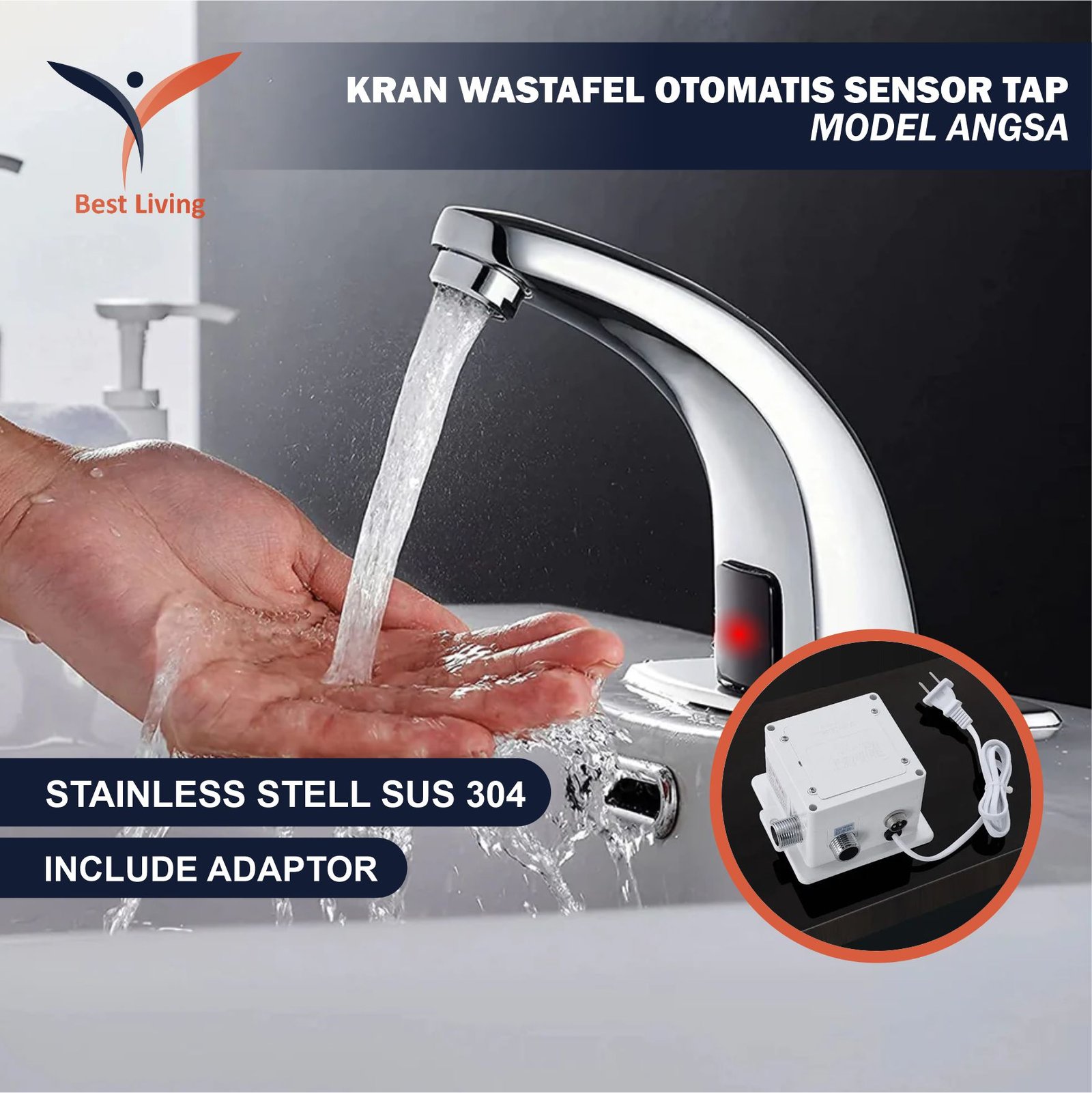 KRAN BRASS SENSOR TAP MODEL ANGSA WASTAFEL OTOMATIS
