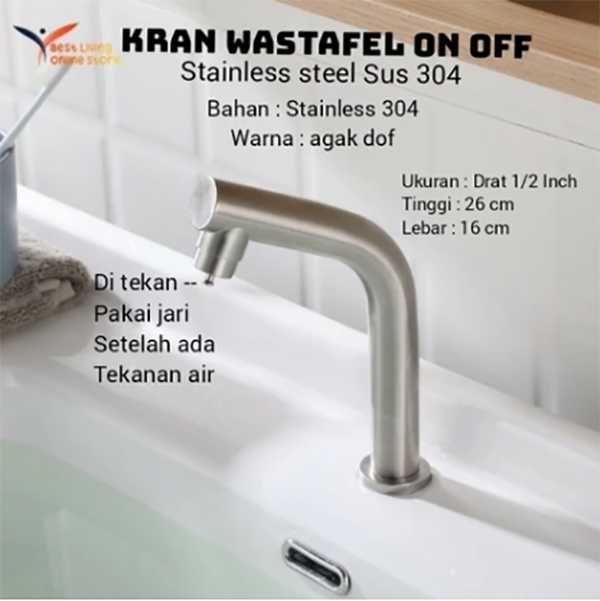 KRAN ON OFF TOUCH TAP STAINLESS STEEL SUS 304 CHR