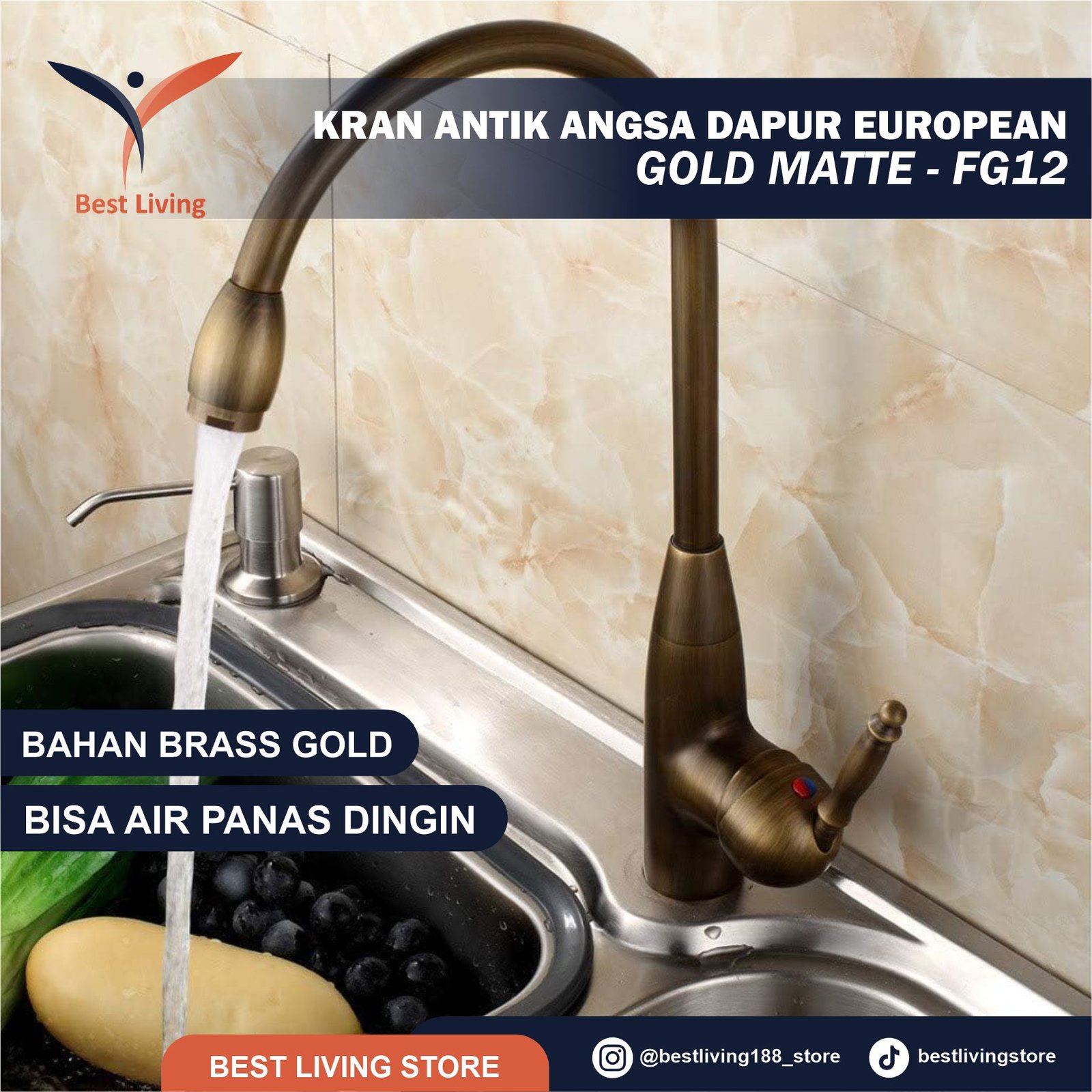 Kran Sink Kitchen Antik Panas Dingin Premium - YP-FG13