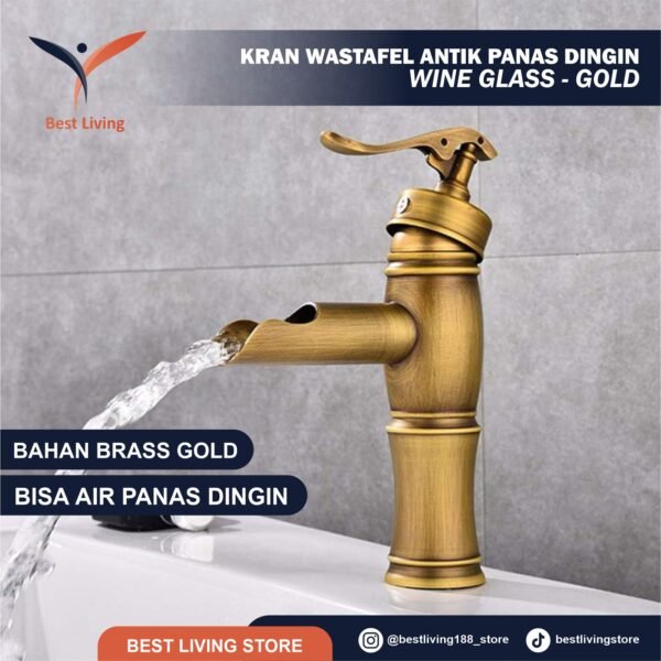 KRAN WASTAFEL ANTIK PANAS DINGIN - GOLD