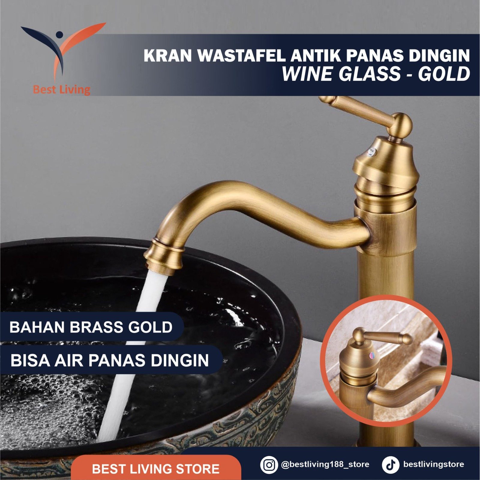 Keran Bathroom Panas Dingin Basin Faucet Premium High Quality
