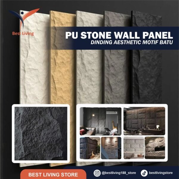 PU Stone Wall Panel Dinding Aesthetic Motif Batu Premium