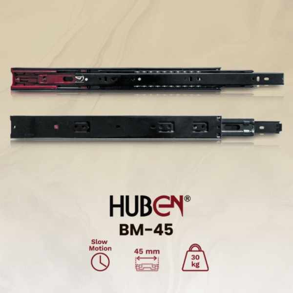Rel Laci Slow Motion Full Extension BM-45 – Sistem Tarik Lembut Senyap High Quality