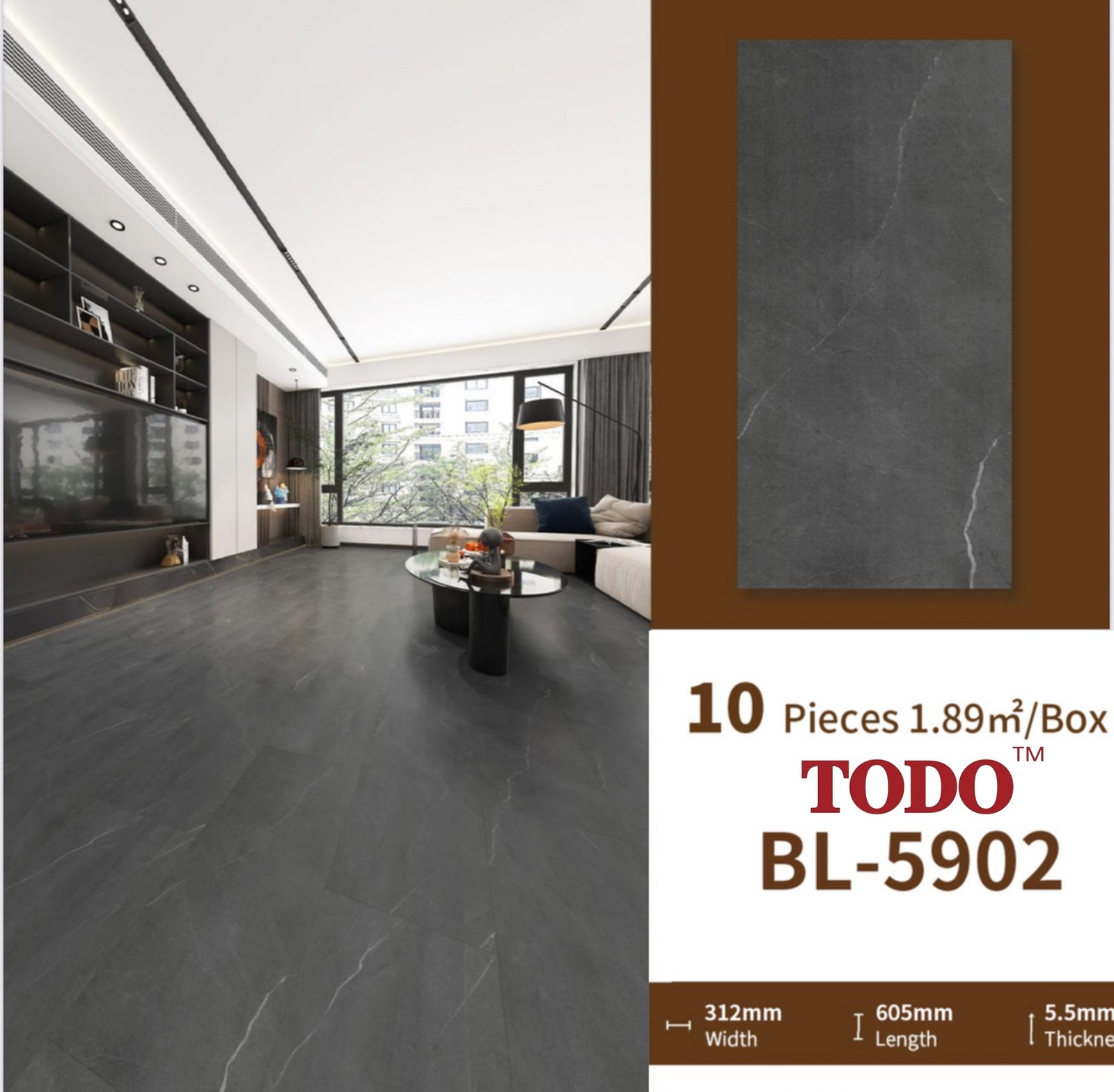 SPC Wood 5.5mm Lantai SPC Flooring Billion Wood Series Premium - Image 2