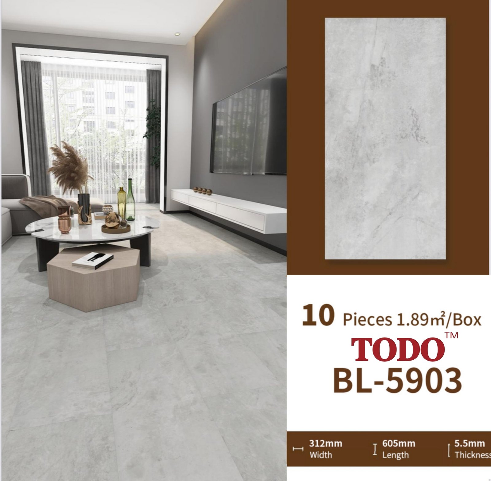 SPC Wood 5.5mm Lantai SPC Flooring Billion Wood Series Premium - Image 15