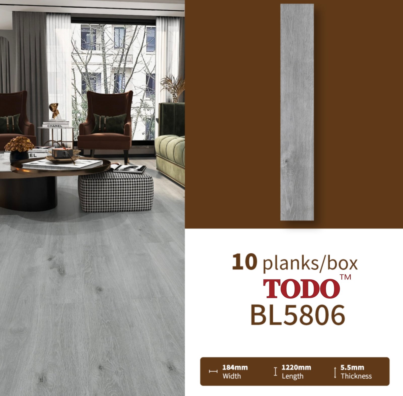SPC Wood 5.5mm Lantai SPC Flooring Billion Wood Series Premium - Image 10