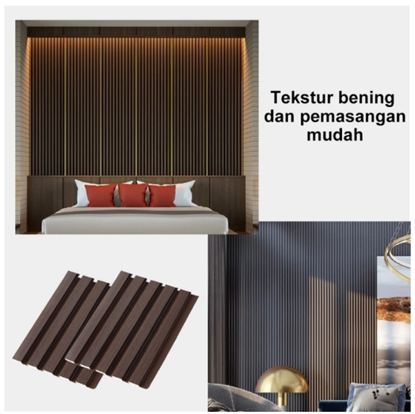 WPC Wall Panel Slim Indoor Isi 14 Batang Dekorasi Dinding Kayu Wallpanel Premium - Image 2