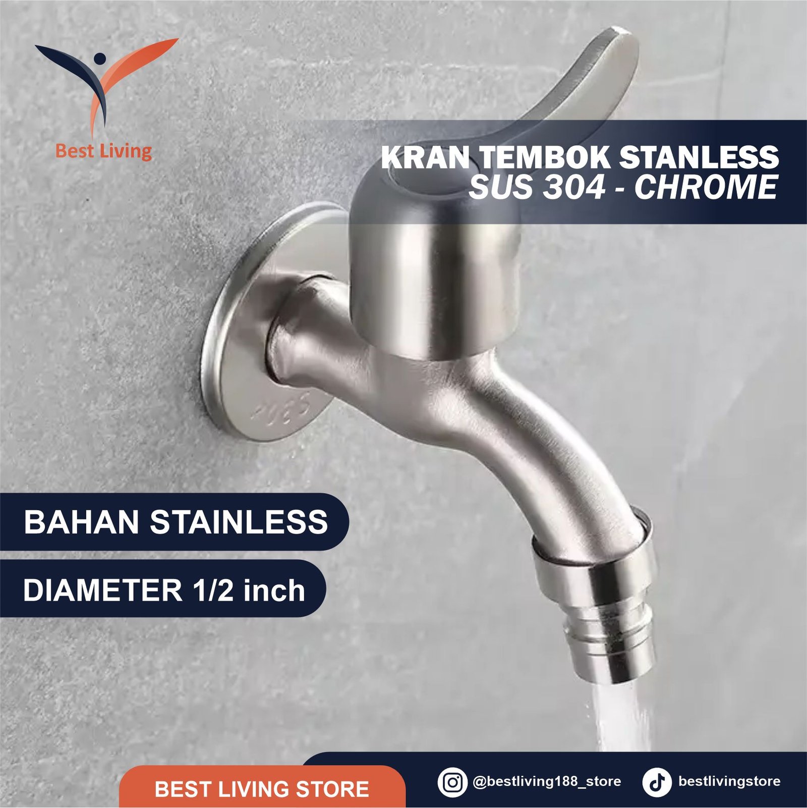 Kran Tembok Stainless SUS 304 Premium High Quality