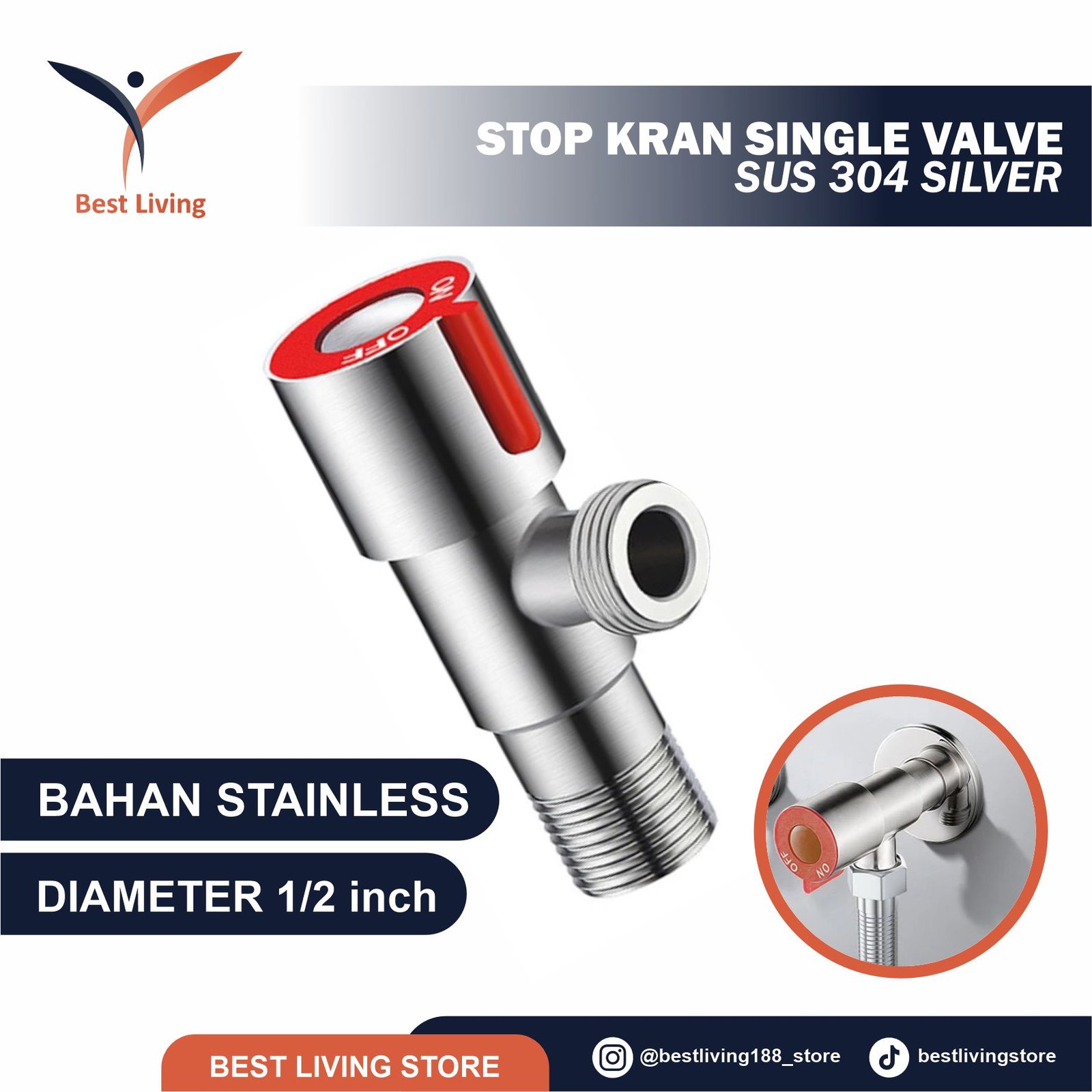 STOP KRAN SINGLE VALVE SUS 304 SILVER