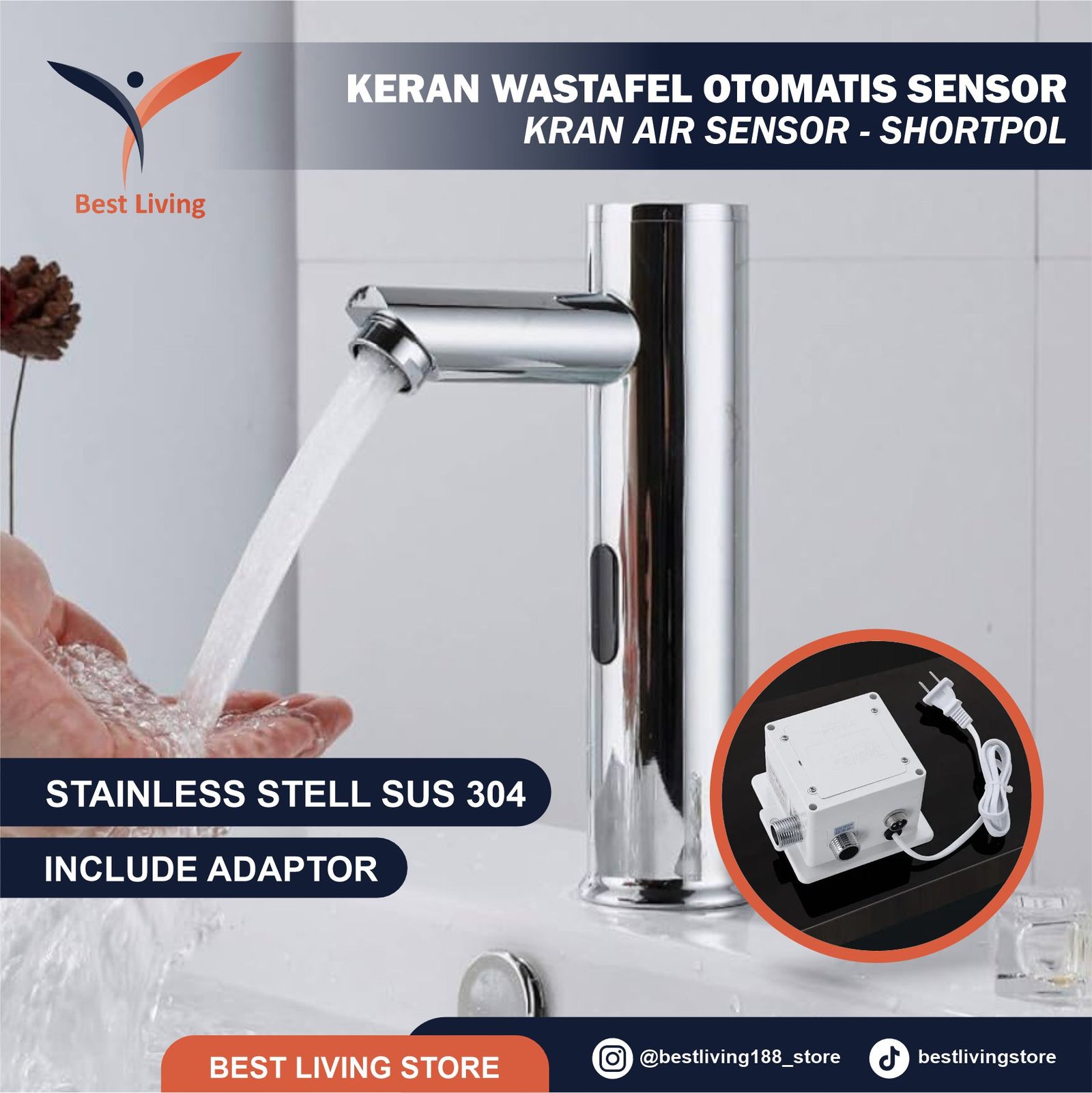 KRAN WASTAFEL SENSOR OTOMATIS SUS 304 PS-KL-8305S