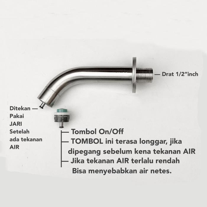 KRAN TEMBOK KRAN WUDHU KRAN DINDING STAINLESS STEEL SUS 304 1/2" INCH - Image 7